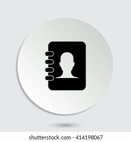 contacts book - black vector icon  with shadow