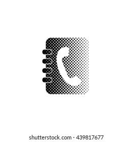 contacts book - black vector icon;  halftone illustration