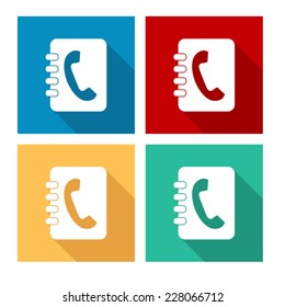 contacts book - flat icon with long shadow