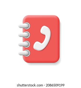 Kontaktbuchsymbol. 3D-Adressbuch. Notebook-Vektorsymbol.