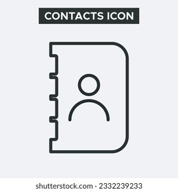 Icono del libro de contactos sobre fondo blanco. Icono del libro de contactos de esquema. Icono de contactos mínimos y premium. Vector EPS 10.