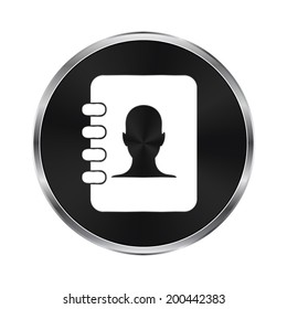 contacts book icon - vector brushed metal button