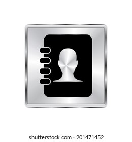 contacts book icon - vector brushed metal button