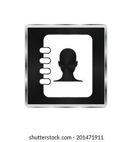 contacts book icon - vector brushed metal button