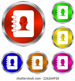 contacts book icon - vector glossy colourful buttons