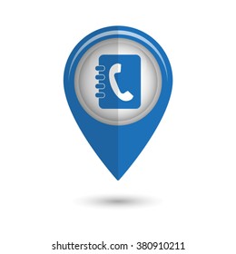 contacts book - vector icon;  blue map pointer