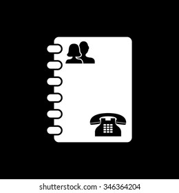 contacts book vector icon isolated on black