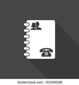contacts book vector icon with long shadow