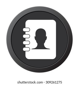 contacts book  - vector icon on a grey button