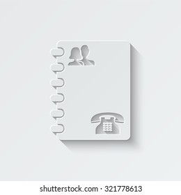 contacts book vector icon - paper illustration