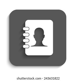 contacts book - vector icon with shadow on a grey button