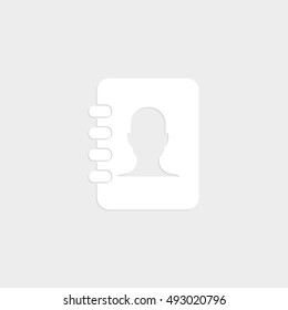 contacts book - white vector  icon with shadow