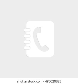 libro de contactos - icono de vector blanco con sombra
