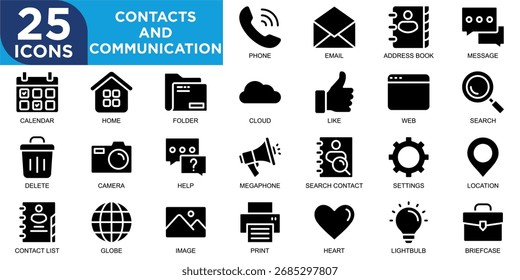 contactos y comunicación, diseño, internet, Sitio web, chat, conjunto de iconos de computadora. Colección de iconos de contorno. Ilustración vectorial simple