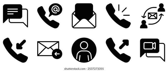 Contacts and Communication Icon Set Bold Solid Style Collection for Seamless Connectivity