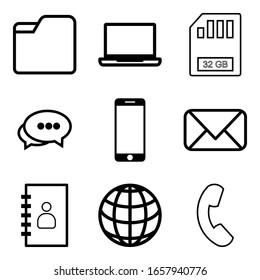 Contacts and communication icons set on white background