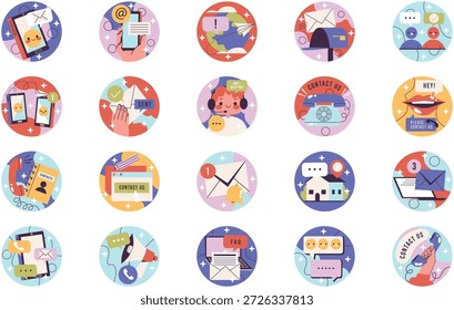Ilustración vectorial De Contactos Y Ilustraciones De Comunicación. Plantilla de diseño de símbolos de ilustración para elemento de interfaz de usuario móvil de Web.