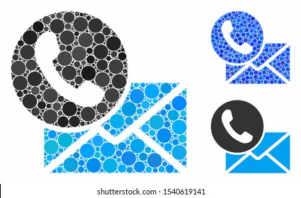 Contacts composition of circle elements in different sizes and color hues, based on contacts icon. Vector round elements are united into blue composition.