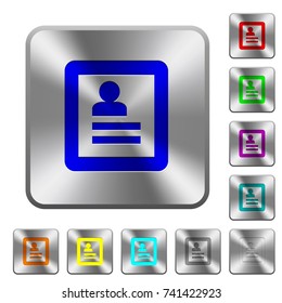 Contacts engraved icons on rounded square glossy steel buttons