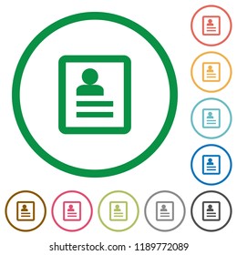 Contacts flat color icons in round outlines on white background