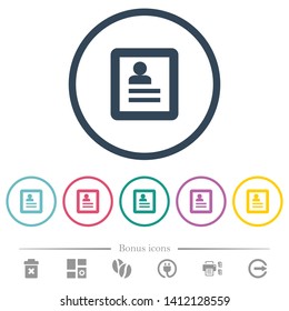 Contacts flat color icons in round outlines. 6 bonus icons included.