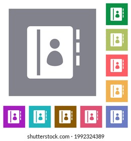 Contactos iconos planos en fondo cuadrado de color sencillo