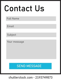 Contacts Form on white background. Contact Us sign. Contact form page template symbol. flat style.