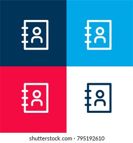 Contacts four color material and minimal icon logo set in red and blue