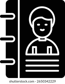 Design de ícone de vetor de glifo de contatos