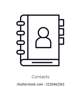 Contacts icon. Outline style icon design isolated on white background