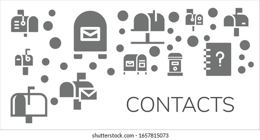 Kontaktsymbol eingestellt. 11 gefüllte Kontaktsymbole.  Einfache, moderne Symbole wie: Postfach, Kontakte