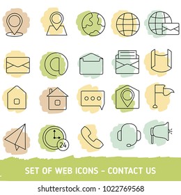 Contacts icon set. Media and communication icons.