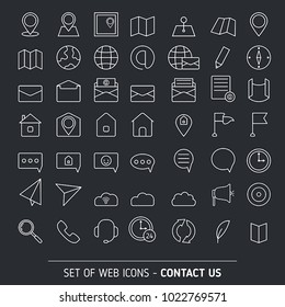 Contacts icon set. Media and communication icons.