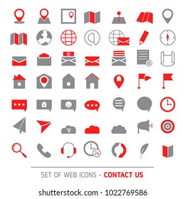 Contacts icon set. Media and communication icons.