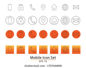 Contacts icon set - vector minimalist. Different symbols