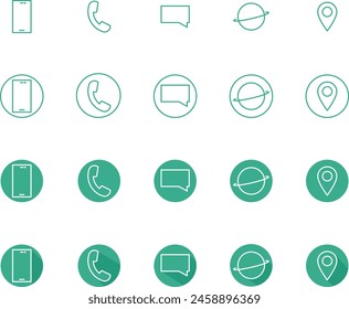 Contacts icon set - vector minimalist. Different symbols