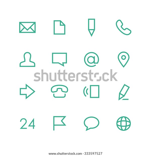Contacts icon set - vector minimalist.\
Different symbols on the white\
background.