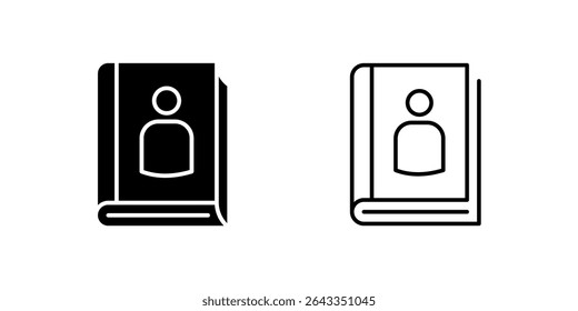 Contacts icon set visualizing saved user profiles or contact information.