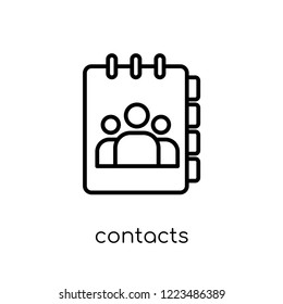 contacts icon. Trendy modern flat linear vector contacts icon on white background from thin line Communication collection, outline vector illustration