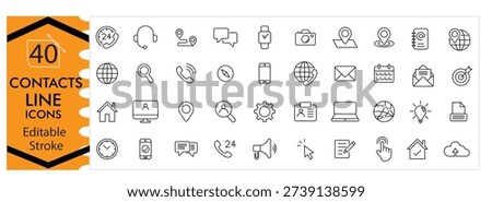 contacts icons editable stroke vector illustration