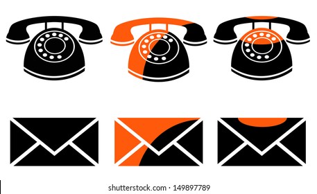 Contacts icons for web design, vector illustration