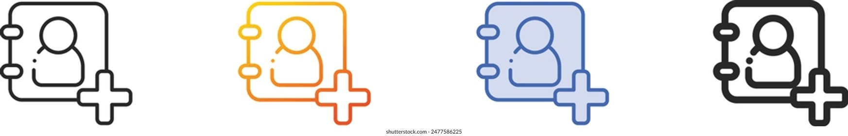 contacts icon.Thin Linear, Gradient, Blue Stroke and bold Style Design Isolated On White Background