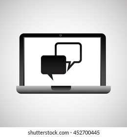 contacts in laptop, technology device icon, vector illustration