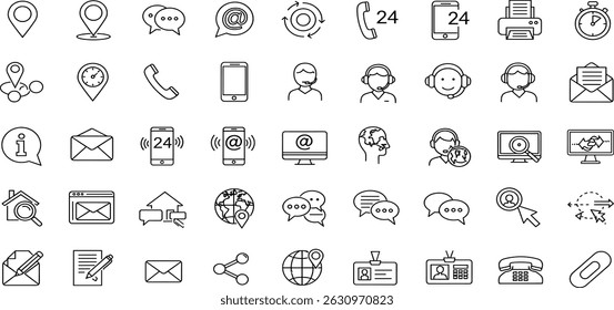 Contacts Line Editable Icons set