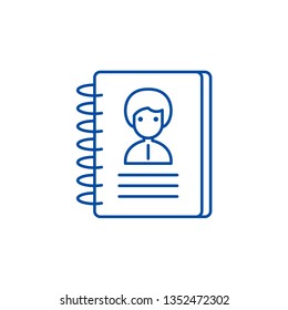 Contacts line icon concept. Contacts flat  vector symbol, sign, outline illustration.