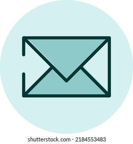 Contacts mail envelope, illustration, vector on a white background.