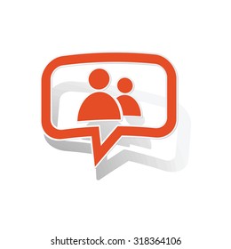 Contacts message sticker, orange chat bubble with image inside, on white background