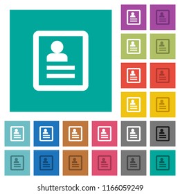 Contacts multi colored flat icons on plain square backgrounds. Included white and darker icon variations for hover or active effects.