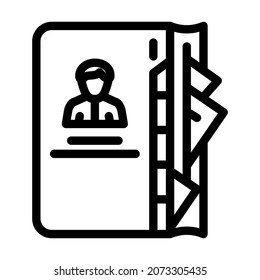 contacts notebook of business manager line icon vector. contacts notebook of business manager sign. isolated contour symbol black illustration