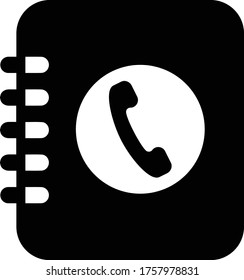 Contacts, notebook, phone book black color icon